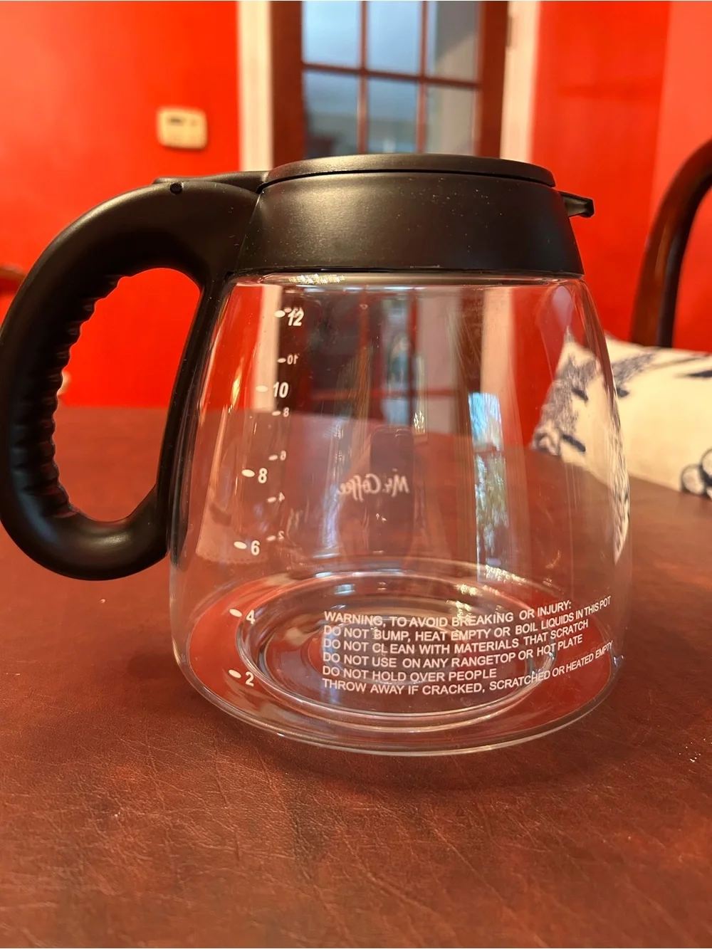 Mr. Coffee Glass Coffee Decanter Carafe 12 cup with Black Handle and Lid